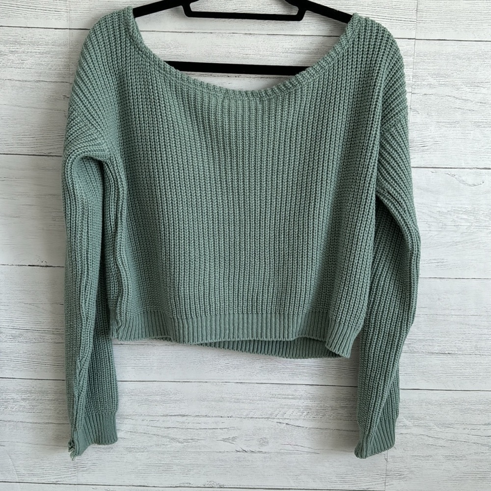 M Green Ribbed PullOver Sweater | SIZE S/M - Picture 4 of 7